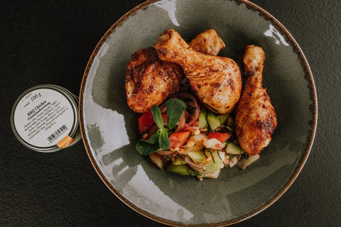 Chicken Drumsticks und Melonen-Gurkensalat mit BBQ Chicken - www.altesgewuerzamt.live