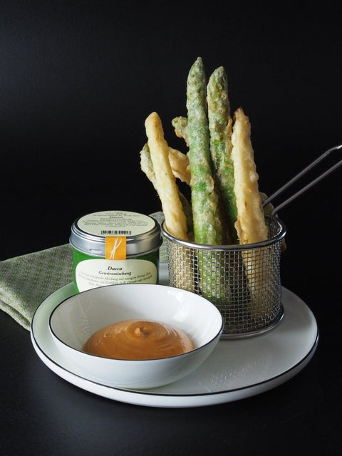 Spargel-Tempura mit Ducca-Mayonnaise - www.altesgewuerzamt.live
