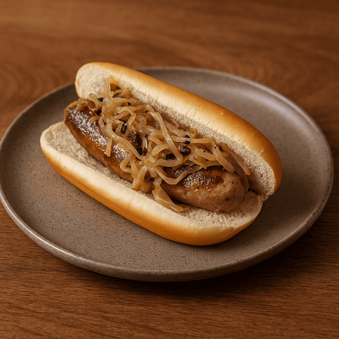 Cevapcici im Hot-Dog-Bun mit Apfel-Zwiebel Relish und frisch fermentierten Pfeffer - www.altesgewuerzamt.live
