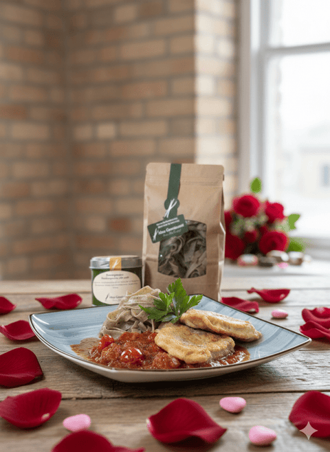 Piccata Milanese auf Tomatencassoulette und Tagliatelle - www.altesgewuerzamt.live