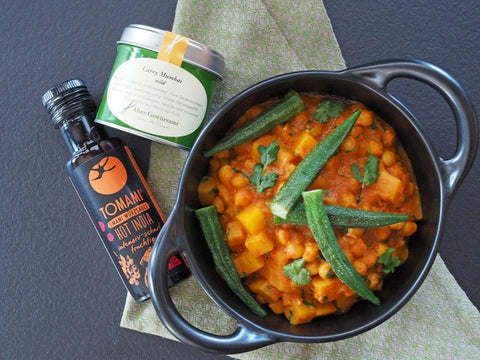 Chana Aloo Masala – Kartoffel-Kichererbsen-Curry mit Curry Mumbai & Okraschoten (Vegan) - www.altesgewuerzamt.live