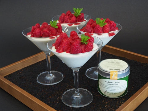 Griechische Joghurtmousse mit Backstube - Zitrus und Himbeeren - www.altesgewuerzamt.live