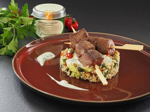 Lammspieße mit Afrikanischem Grillgewürz auf Bulgur - www.altesgewuerzamt.live