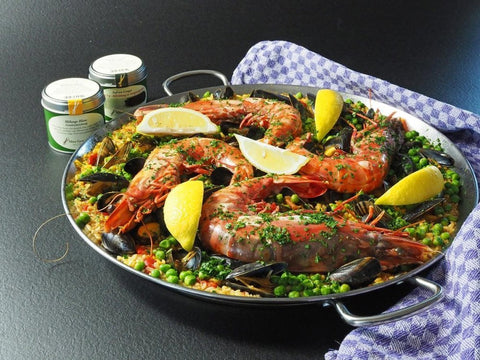 Meeresfrüchte-Paella mit iranischem Safran und Mélange Blanc - www.altesgewuerzamt.live