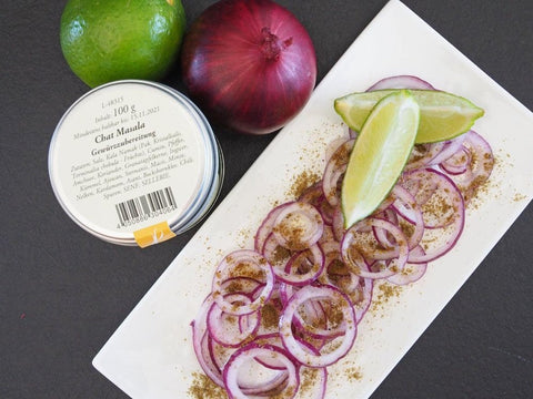 Rote Zwiebeln mit Limone und Chat Masala - www.altesgewuerzamt.live