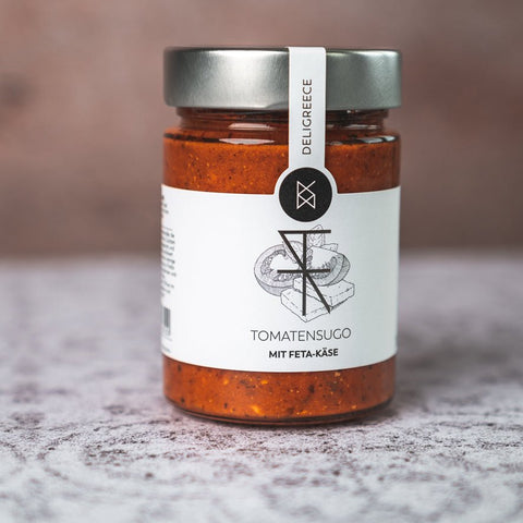 Tomato sugo with feta by Deligreece - creamy tomato sauce with olive oil and garlic
