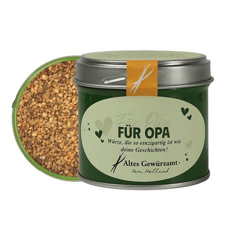 Sieben Pfeffermischung Für-Opa-Edition – Geschenkdose mit Bauchetikett