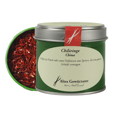 Chili rings shaker tin – dried chili pods as a crunchy topping