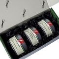 Geschenkbox Franzbrötchen geöffnet – Zimtblütenzucker, Vanille-Tonka-Zucker und Kardamomzucker