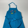 Children's apron turquoise detail – adjustable neck strap, 65% polyester / 35% cotton