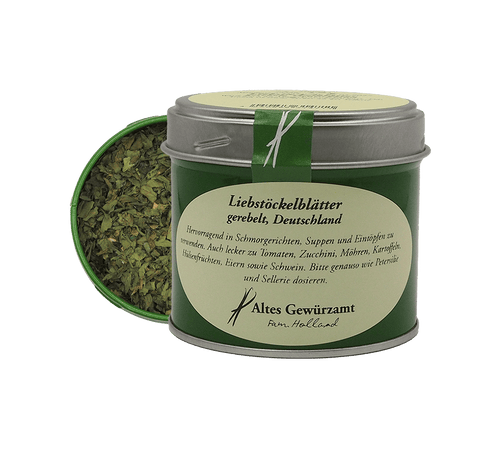Rubbed lovage shaker tin – the real Maggi herb from Altes Gewürzamt
