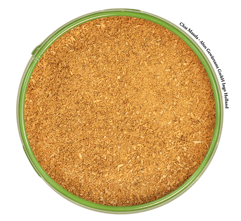 Chat Masala Nahaufnahme – mit Kala Namak, Cumin und Granatapfel