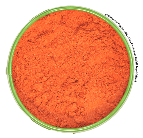 Geräucherter Paprika mild in Nahaufnahme – Pimentón Dulce aus der Extremadura für Paella und BBQ