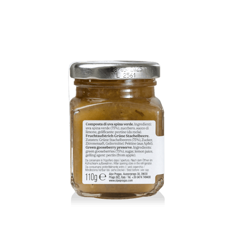 Gooseberry fruit spread opened, tart-sour texture with fruit pieces