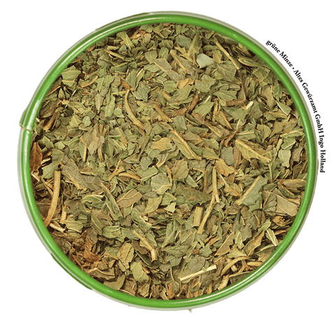 Green mint close-up – colour-intense freeze-dried leaves