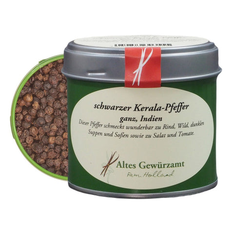 Schwarzer Kerala-Pfeffer aus Periyar in der Streudose